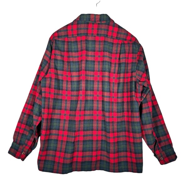 PENDLETON Vintage Plaid Virgin Wool Flannel in red / forest green - Picture 6 of 10